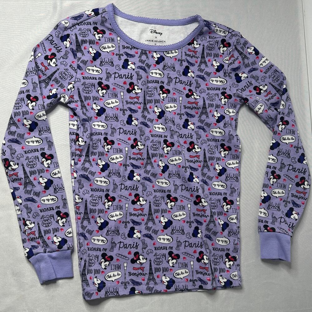 Disney x Janie & Jack Minnie Mouse Paris Pajama Top ONLY Size 10 Lavender